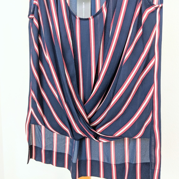 BCBGMAXAZRIA Valet Stripe Faux Wrap Top - Picture 5 of 6